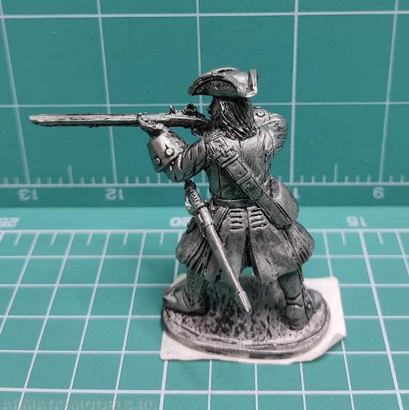 4205ТБ ВИМ, пехота русской армии Петра 1, пеший мушкетер стреляющий стоя, 54 мм Три Богатыря