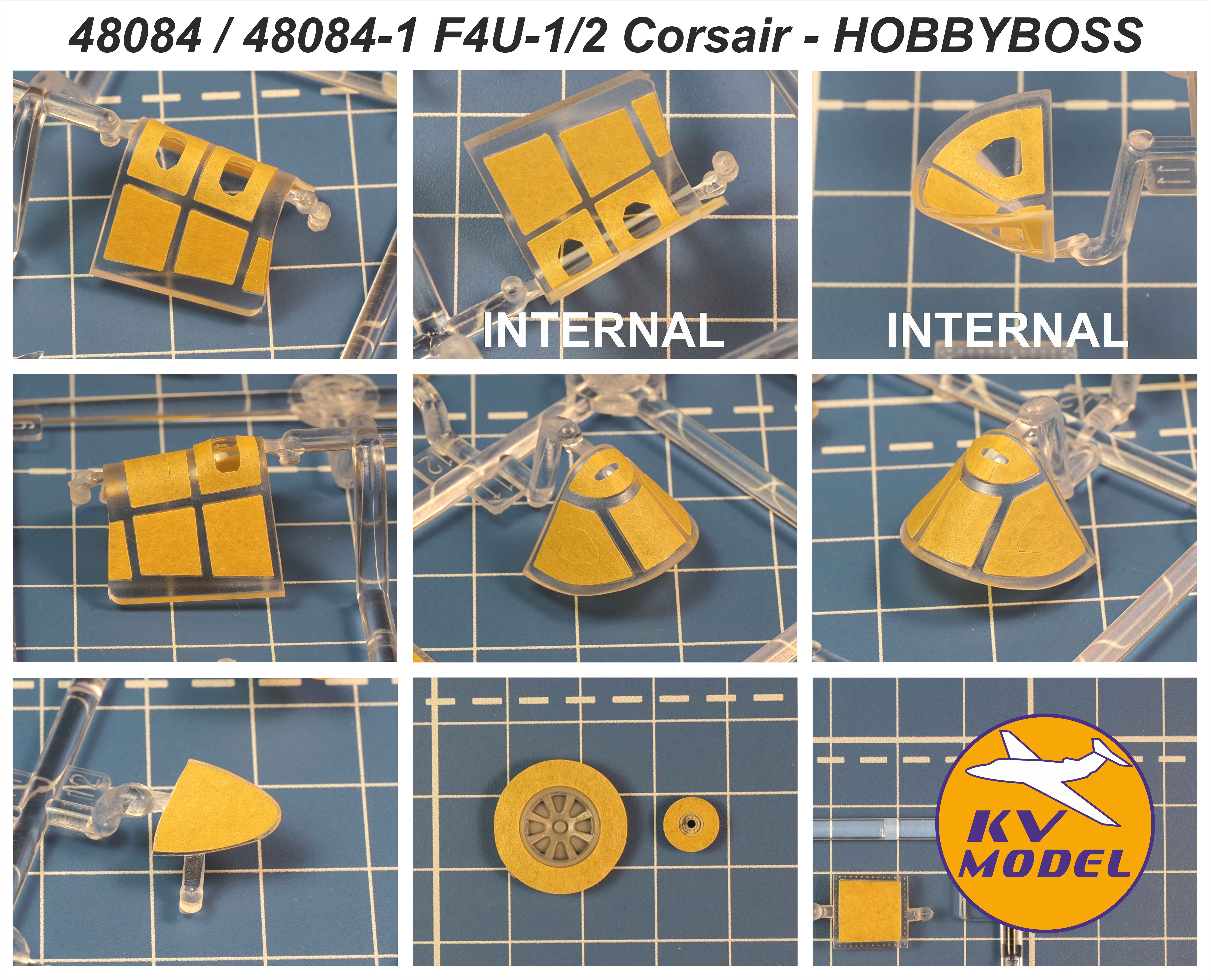 48084KV Окрасочная маска F4U-1/2 Corsair (HOBBYBOSS  #80385, #80381, #80382, #81788) - Double sided  + wheels masks