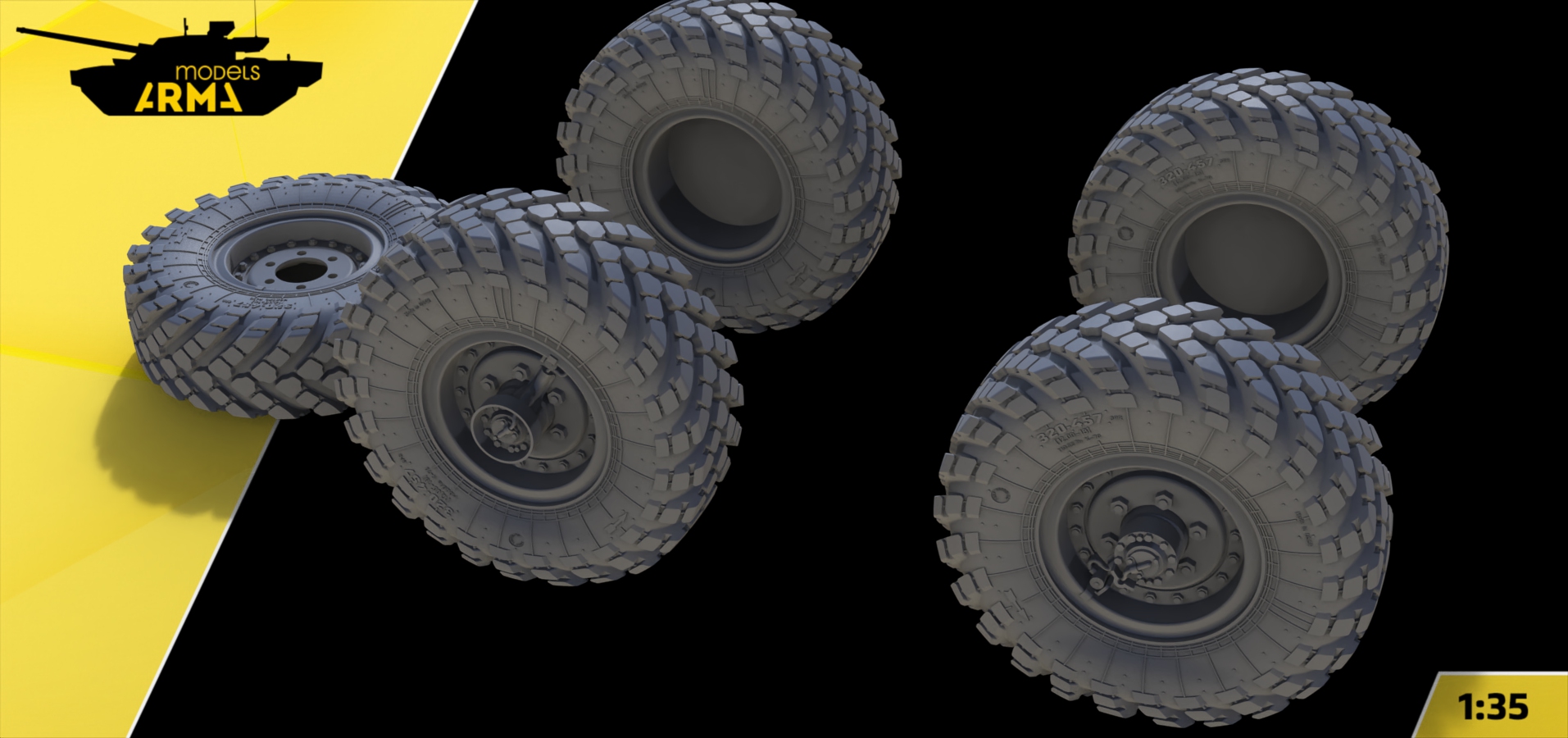 AM3755 Колеса К-70 под нагрузкой для Газ-66 Arma Models
