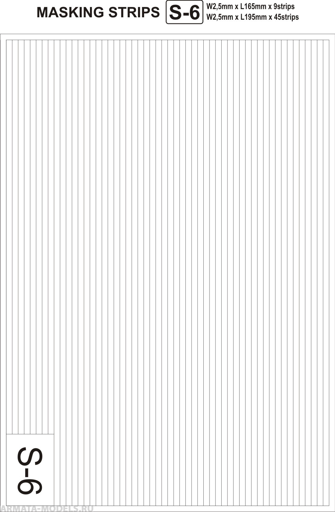 S-6 Masking Strips W2,5mm x L165mm x 9 strips