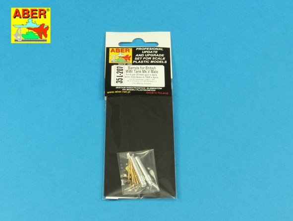 ABR-35-L-207  Дополнения для  Barrels for British WWI Tank Mk.V Male for 6 pdr (57mm) gun x 2pcs. 8mm Hotchkiss m.1909 x 4pcs. для Meng model 1/35
