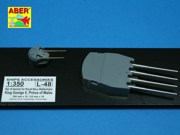 ABR-1:350-L-48  Дополнения для  Set of Barrels for King George V class battleships 356mm x 10; 133mm x 16  для  1/350