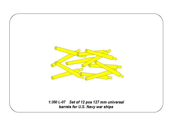 ABR-1:350-L-07  Дополнения для  Set of 12 pcs 127 mm universal barrels for U.S. Navy ships  для  1/350