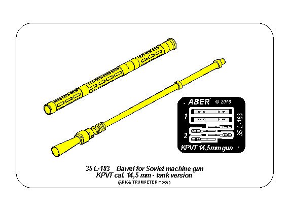 ABR-35-L-183  Дополнения для  Barrel for Soviet machine gun KPVT cal. 14,5 cm - tank version универсальный набор 1/35
