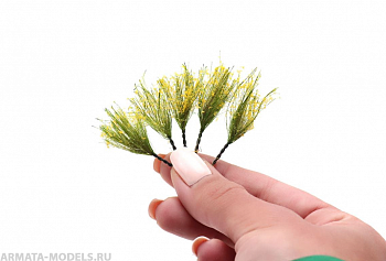 004pcv003 Цветущие растения для диорамы Жёлтые соцветия 2,5-3см. 5шт.