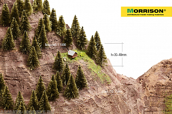 010DTP003 Миниатюрные ёлочки для макетов. Цвет Умбра. Набор 20 шт.