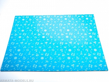 100129RK Коврик для резки А2, 3 слоя, лазурный, морская тема