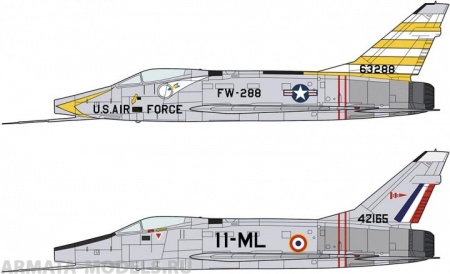 02200 Самолеты North American F-100D Super Sabre Combo (2 x kits) Hasegawa