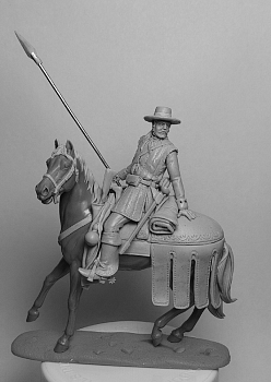 CHM-54377. Драгун Испанской Колониальной Пограничной Жандармерии, Северо-Западная граница Мексики, 1770-1820 гг. 54 мм. Материал - смола.